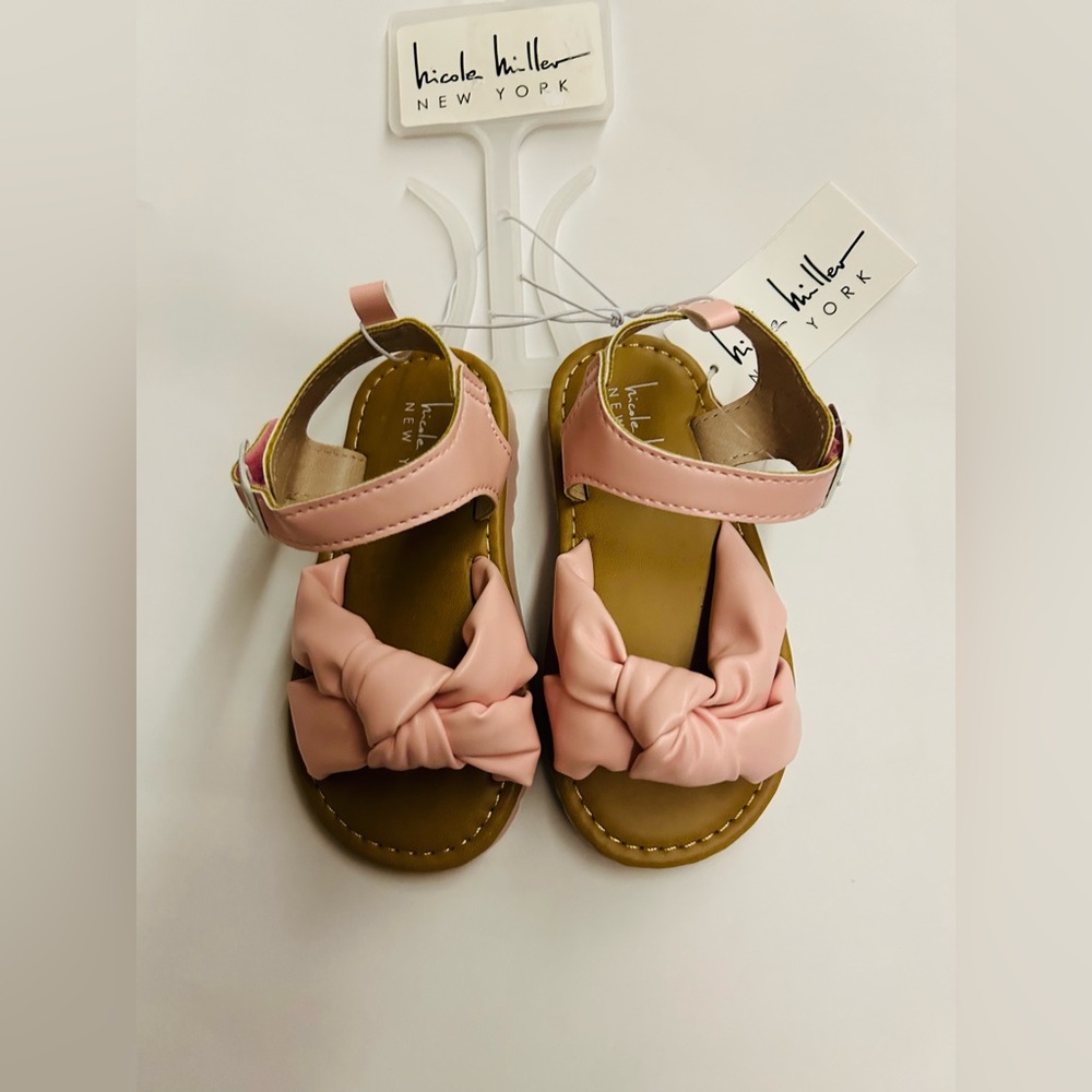 New Nicole Miller Child's Pink Sandals with Bow Size 7 Summer